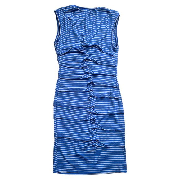 Nicole Miller Studio Knit Ruched Striped Sleeveless Stretch Bodycon Dress Size P - Picture 2 of 3